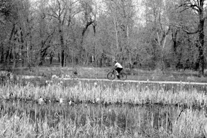 man riding a bike in Pearce Estate Park