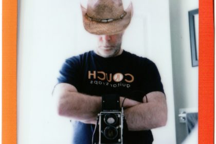 cowboy selfie shot with Mamiya C220 on Instax Mini film