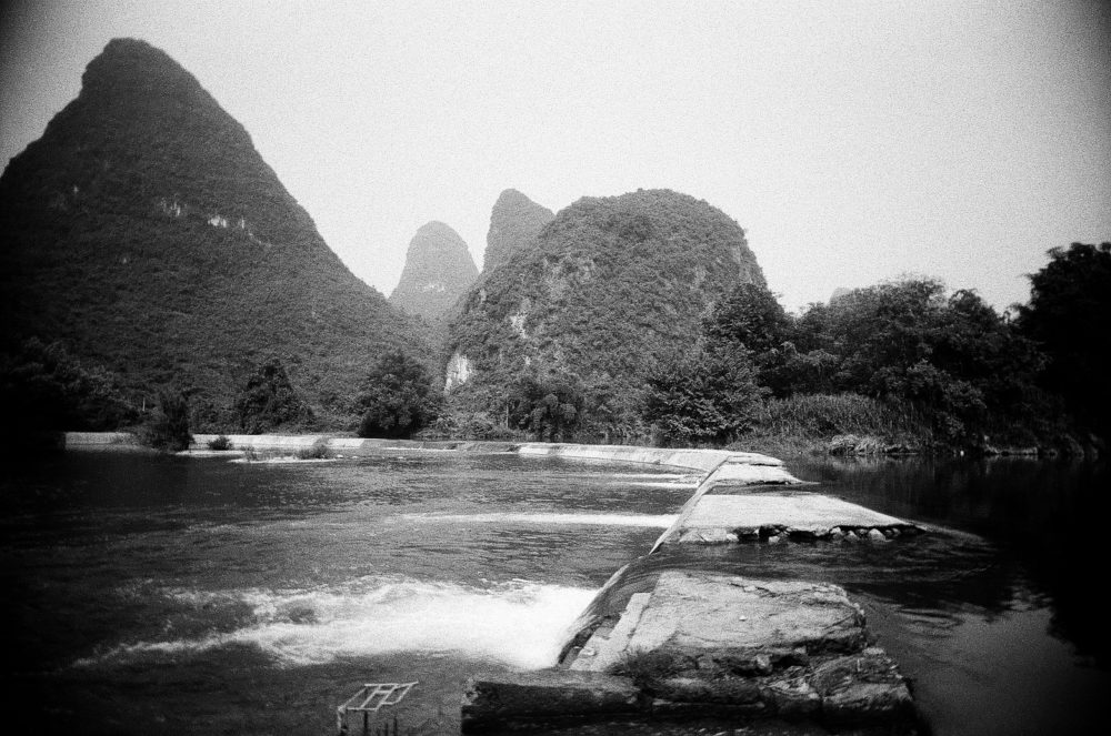 Yangshuo countryside river on Double-X 5222 film