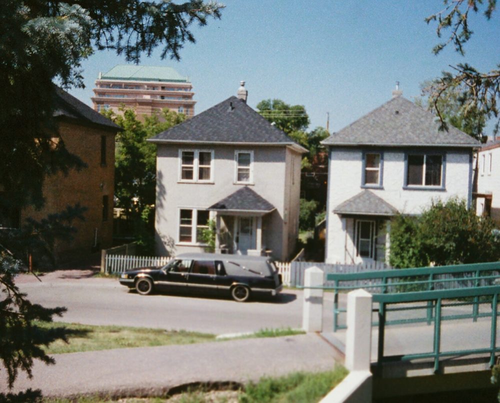 A hearse parked near Memorial Drive in Calgary