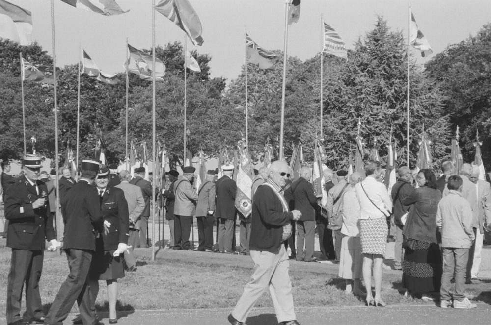 Gathering outside Bretteville-sur-Laize Canadian War Cemetery, France