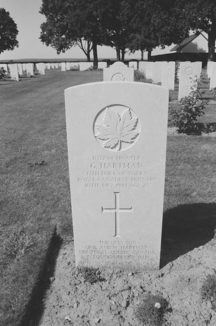 Grave of Trooper G. Hartman, 17th Duke of York's Royal Canadian Hussars, Bretteville-sur-Laize, France