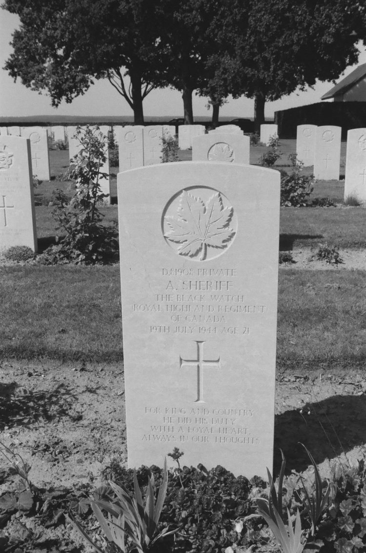 Grave of Private A. Sheriff, The Black Watch, Bretteville-sur-Laize, France