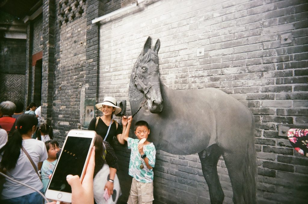 horse art outside Chengdu People's Park
