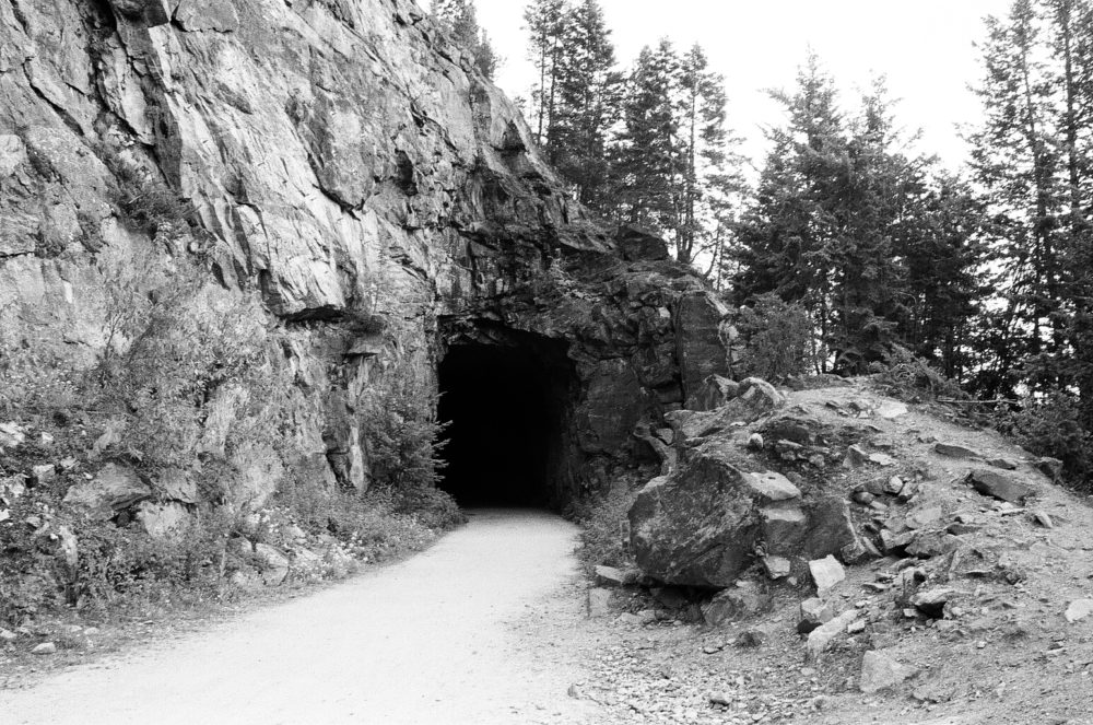 Kettle Valley Railway tunnel through the mountain