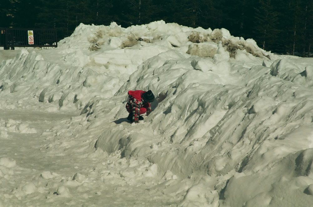 looking in a snow hole