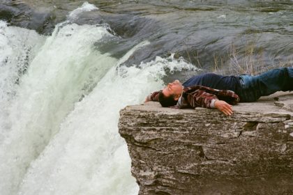 relaxing at Lundbreck Falls