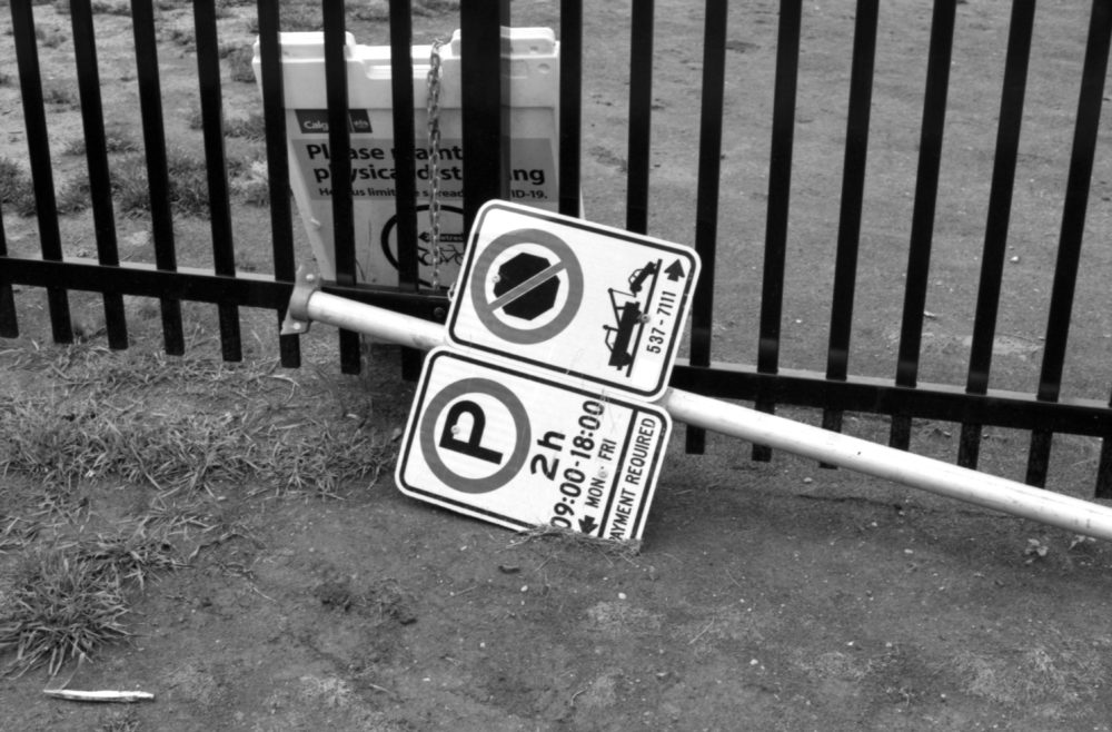 fallen parking sign