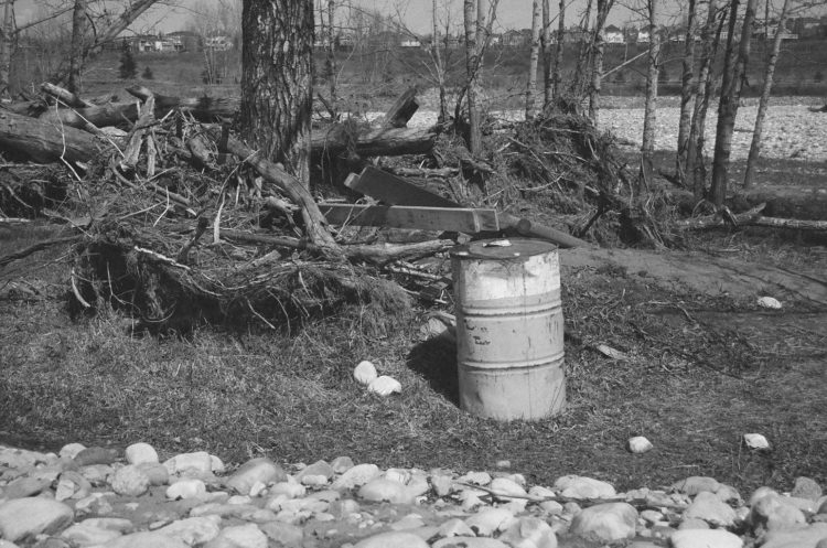 2013 Calgary flood detritus in Fish Creek Park