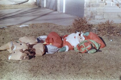 deflated Santa and his reindeer