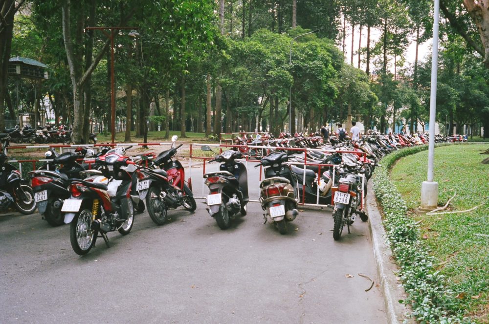 scooter parking at Independence Palace in Ho Chi Minh City, Vietnam