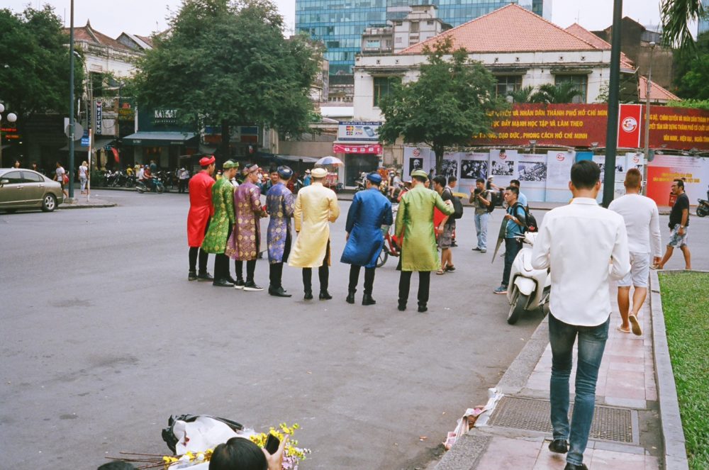 preparing for a wedding outside Notre-Dame Cathedral in Ho Chi Minh City, Vietnam