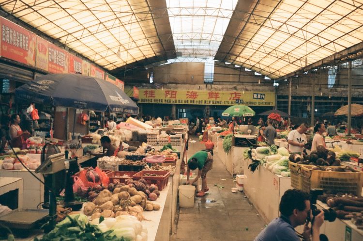 a market in Yangshuo