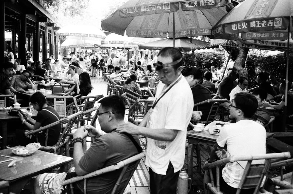 tea and a massage in People's Park, Chengdu