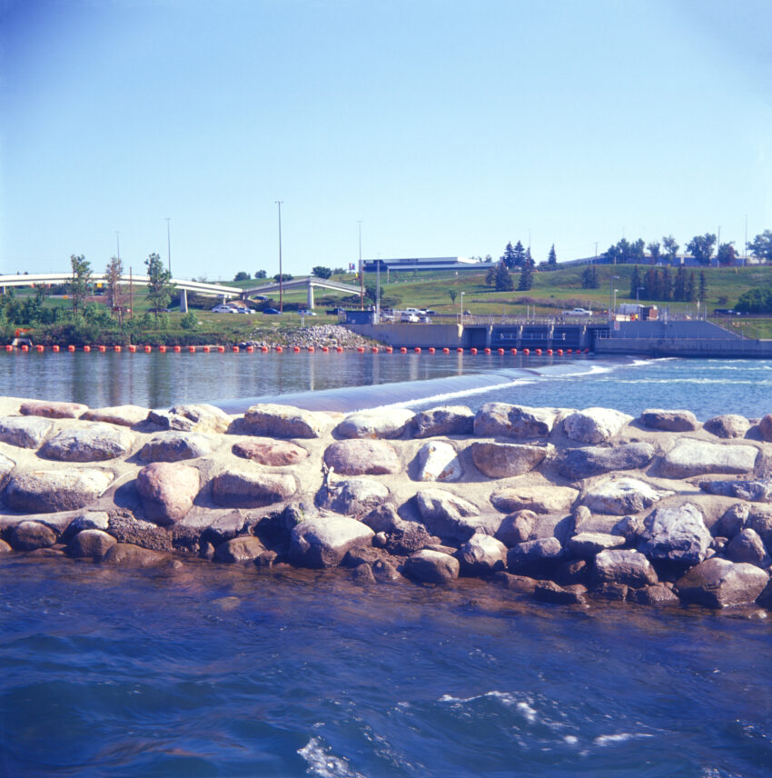 Harvie Passage entrance & the weir